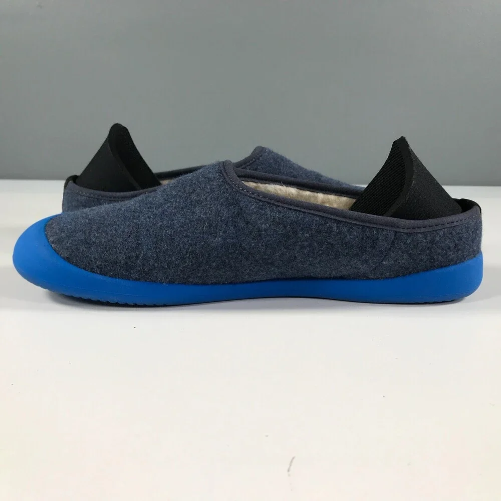 Mahabis Slippers Mens 7.5 Blue Wool Slip On Rubber Toes Smooth